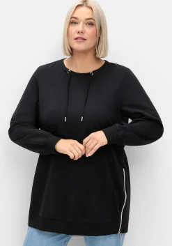 Langes Sweatshirt mit hohen seitlichen Zippern<sheego Outlet