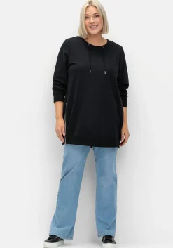 Langes Sweatshirt mit hohen seitlichen Zippern<sheego Outlet