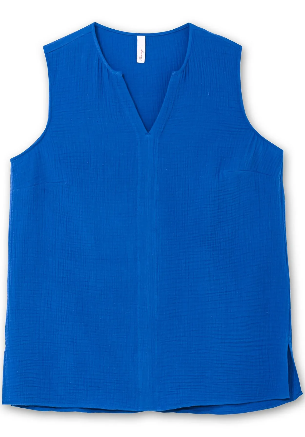 Langes Webtop aus Musselin, mit V-Schlitz<sheego Fashion