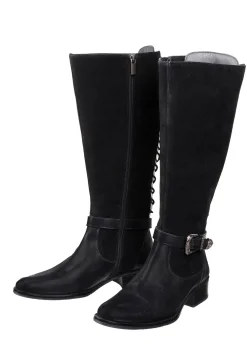 Lederstiefel mit Schnürung hinten und Zierschnalle<sheego by Joe Browns Outlet