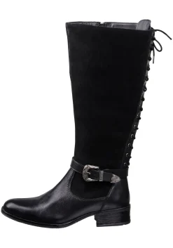 Lederstiefel mit Schnürung hinten und Zierschnalle<sheego by Joe Browns Outlet