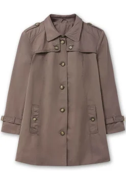 Leicht glänzende Longjacke im Trenchcoat-Stil<sheego Hot