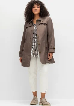 Leicht glänzende Longjacke im Trenchcoat-Stil<sheego Hot