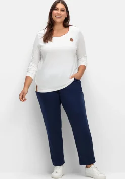 Leicht glänzende Schlupfhose mit Fleece-Innenseite<sheego Fashion