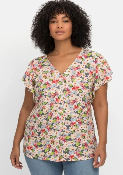 Leicht taillierte Bluse mit kurzen Volantärmeln<sheego by Joe Browns Online