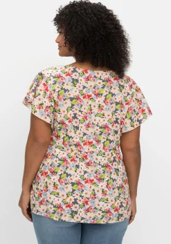 Leicht taillierte Bluse mit kurzen Volantärmeln<sheego by Joe Browns Online
