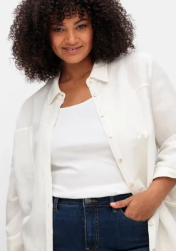 Longbluse in Leinenoptik, mit Gummizug hinten<sheego Fashion