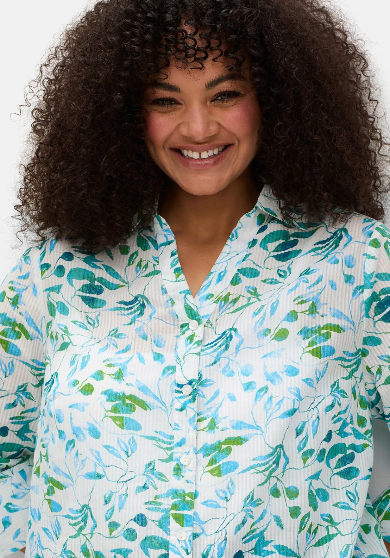 Longbluse mit Blätterdruck und 3/4-Ärmeln<sheego Sale