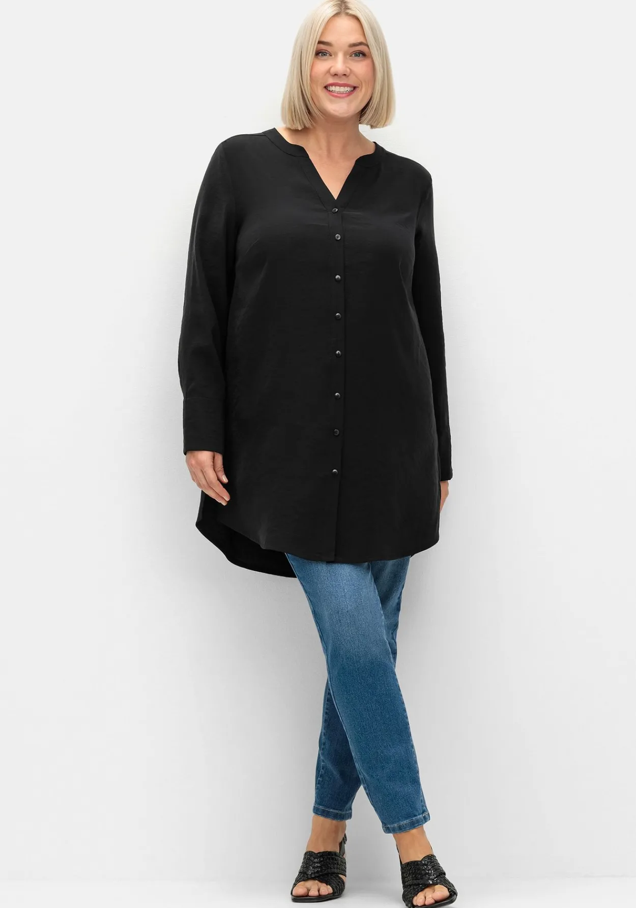 Longbluse mit Passe und Raffungen hinten<sheego Clearance