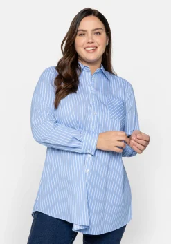 Longbluse mit Streifen und gerundetem Saum<sheego Sale