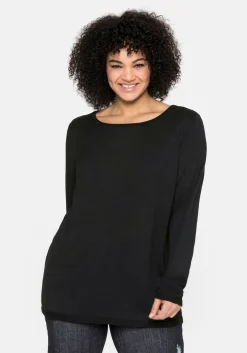 Longpullover mit U-Boot-Ausschnitt und Leinenanteil<sheego Online