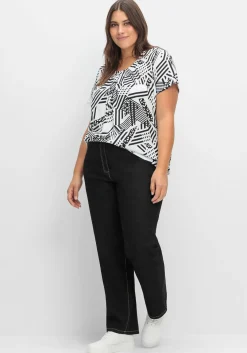 Longshirt in A-Linie, mit grafischem Muster<sheego Online