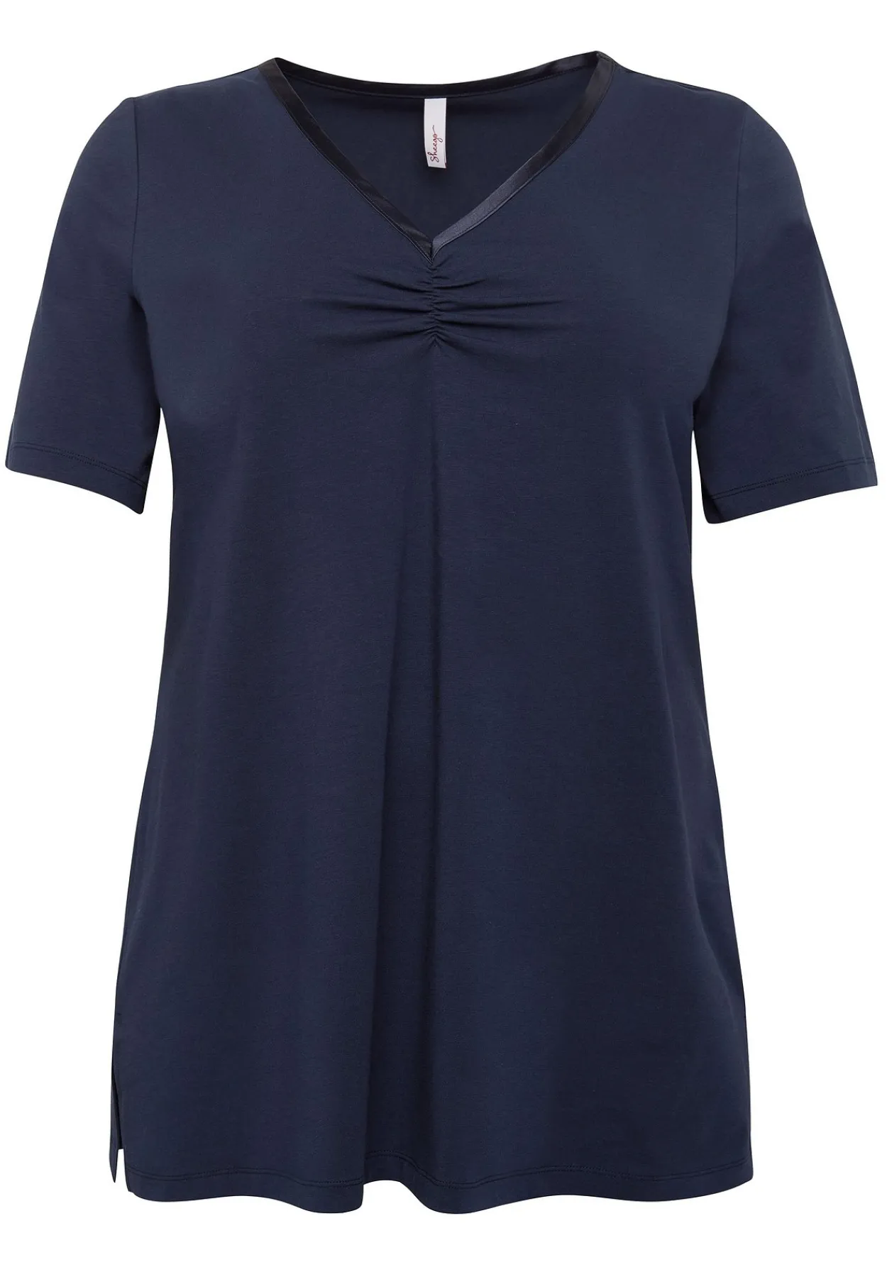 Longshirt in A-Linie mit Raffung am V-Ausschnitt<sheego Clearance
