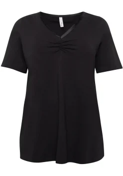 Longshirt in A-Linie mit Raffung am V-Ausschnitt<sheego New