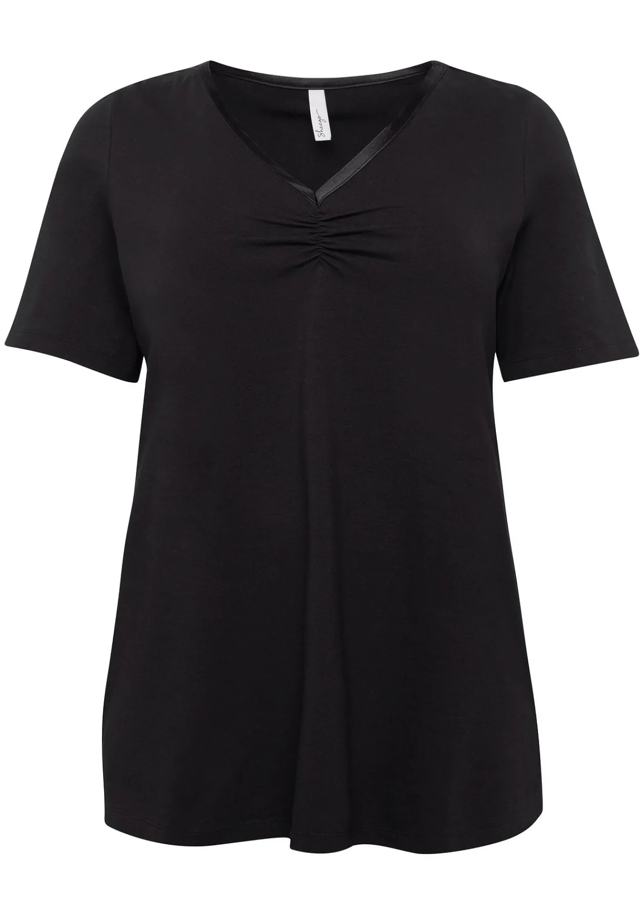 Longshirt in A-Linie mit Raffung am V-Ausschnitt<sheego New