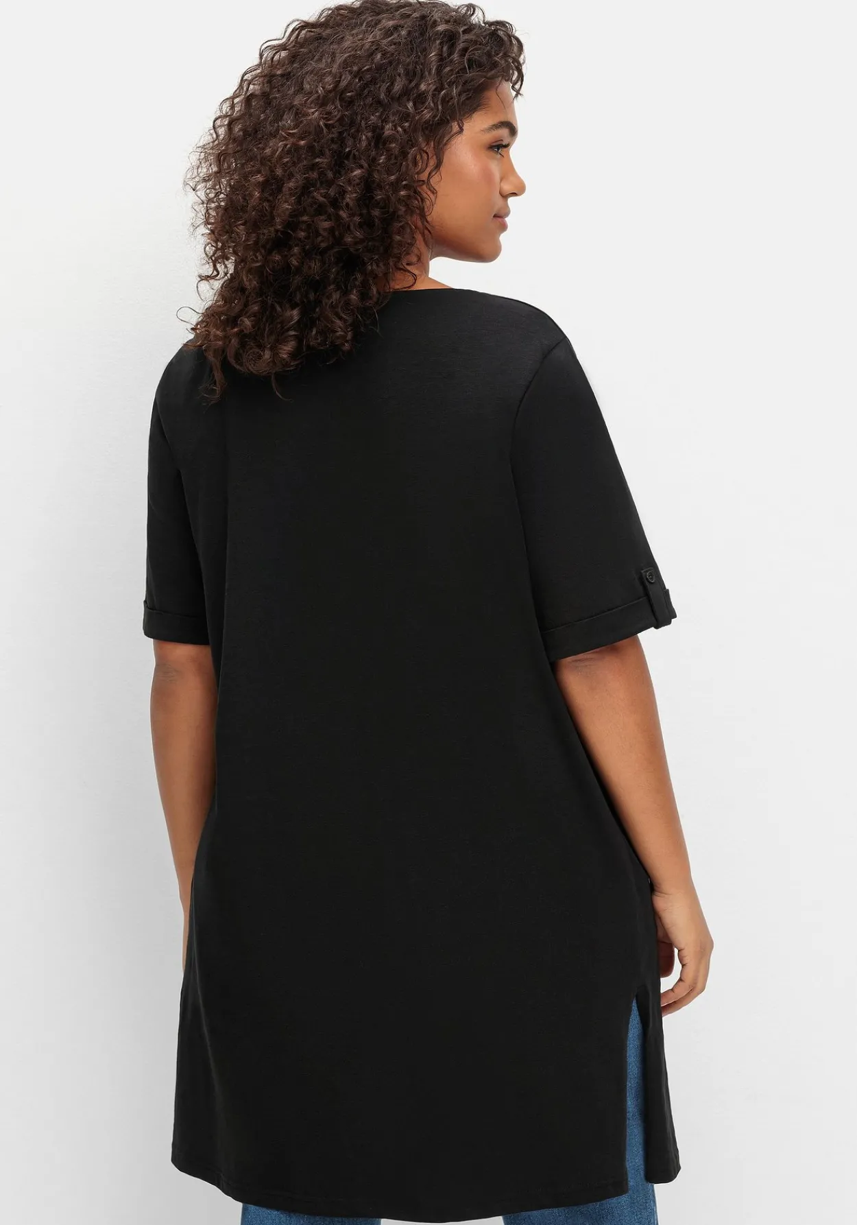 Longshirt mit geschlitztem Ausschnitt<sheego Discount