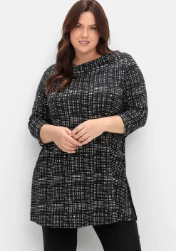 Longshirt mit Print und Wasserfall-Ausschnitt<sheego Online