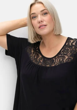Longshirt mit Spitzenpasse, in A-Linie<sheego Best