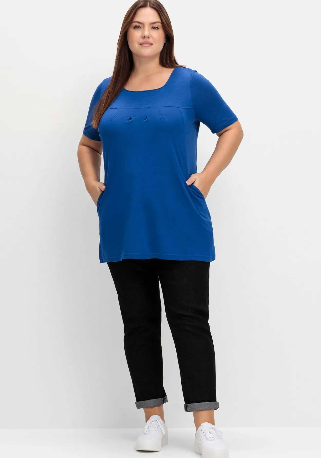 Longshirt mit Taschen und Karreeausschnitt<sheego Sale