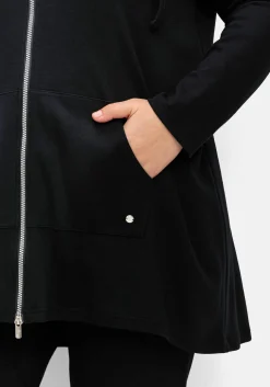 Longshirtjacke mit Kapuze und Kängurutasche<sheego Sale