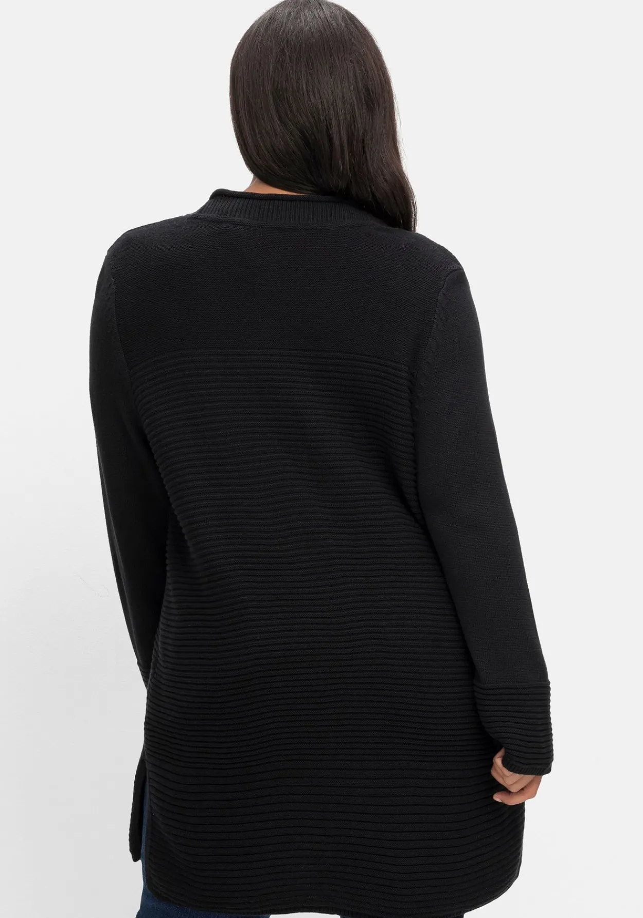Longstrickjacke im Strukturmix, mit V-Ausschnitt<sheego Hot