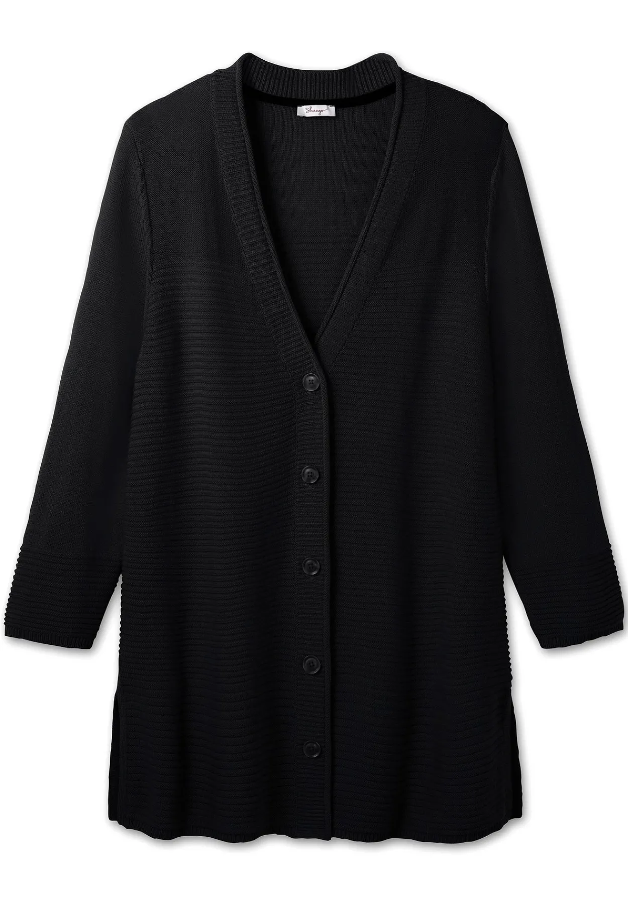 Longstrickjacke im Strukturmix, mit V-Ausschnitt<sheego Hot