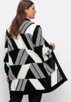 Longstrickjacke mit grafischem Jacquardmuster<sheego Online