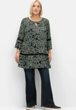 Longtunika mit floralem Print und Lochmusterdetails<sheego Best