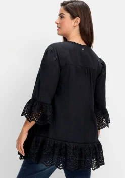 Longtunika mit Lochmusterdetails und Volantspitze<sheego Discount