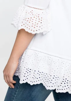 Longtunika mit Lochmusterdetails und Volantspitze<sheego Clearance