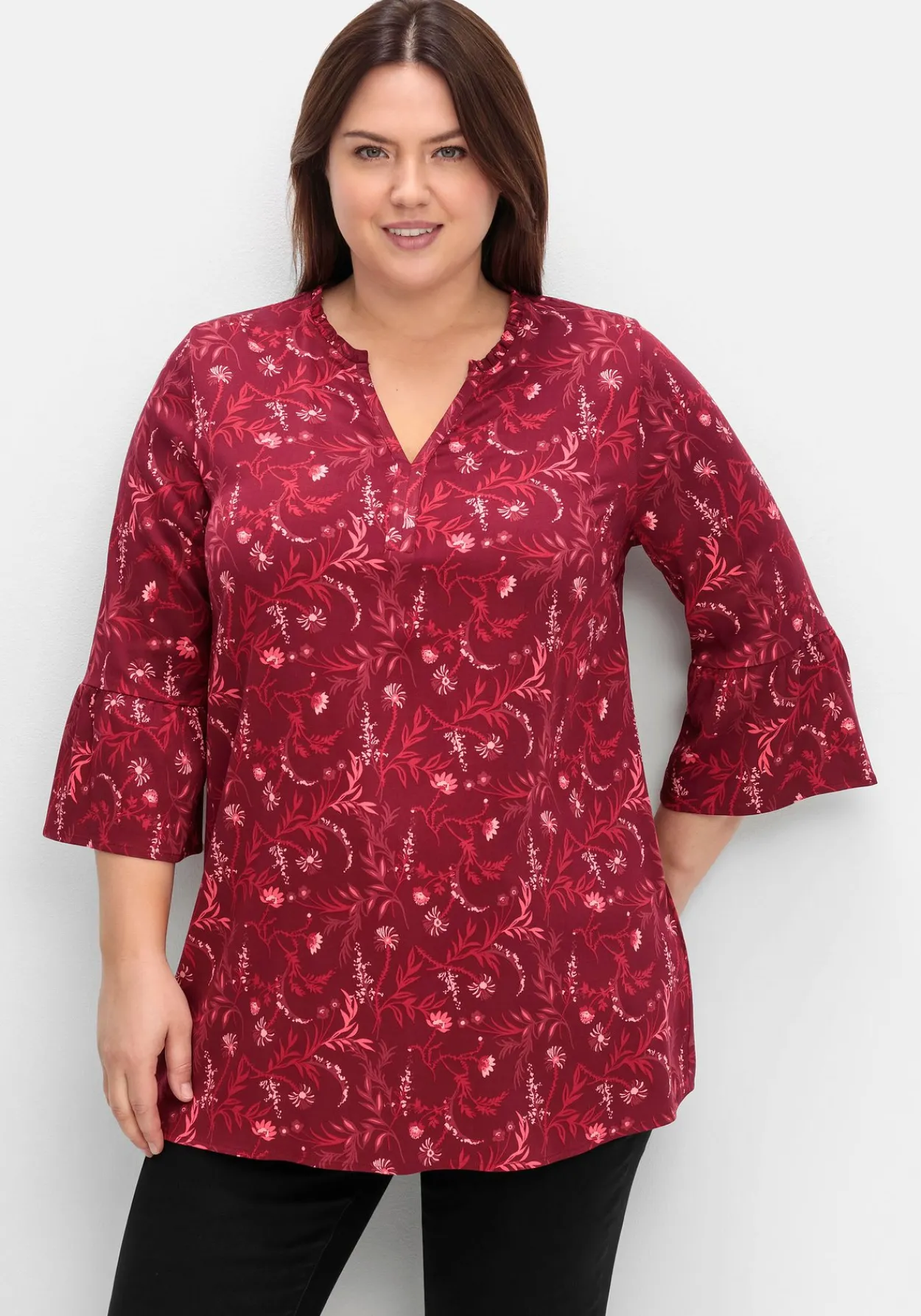 Longtunika mit Volants an den 3/4-Ärmeln<sheego Fashion