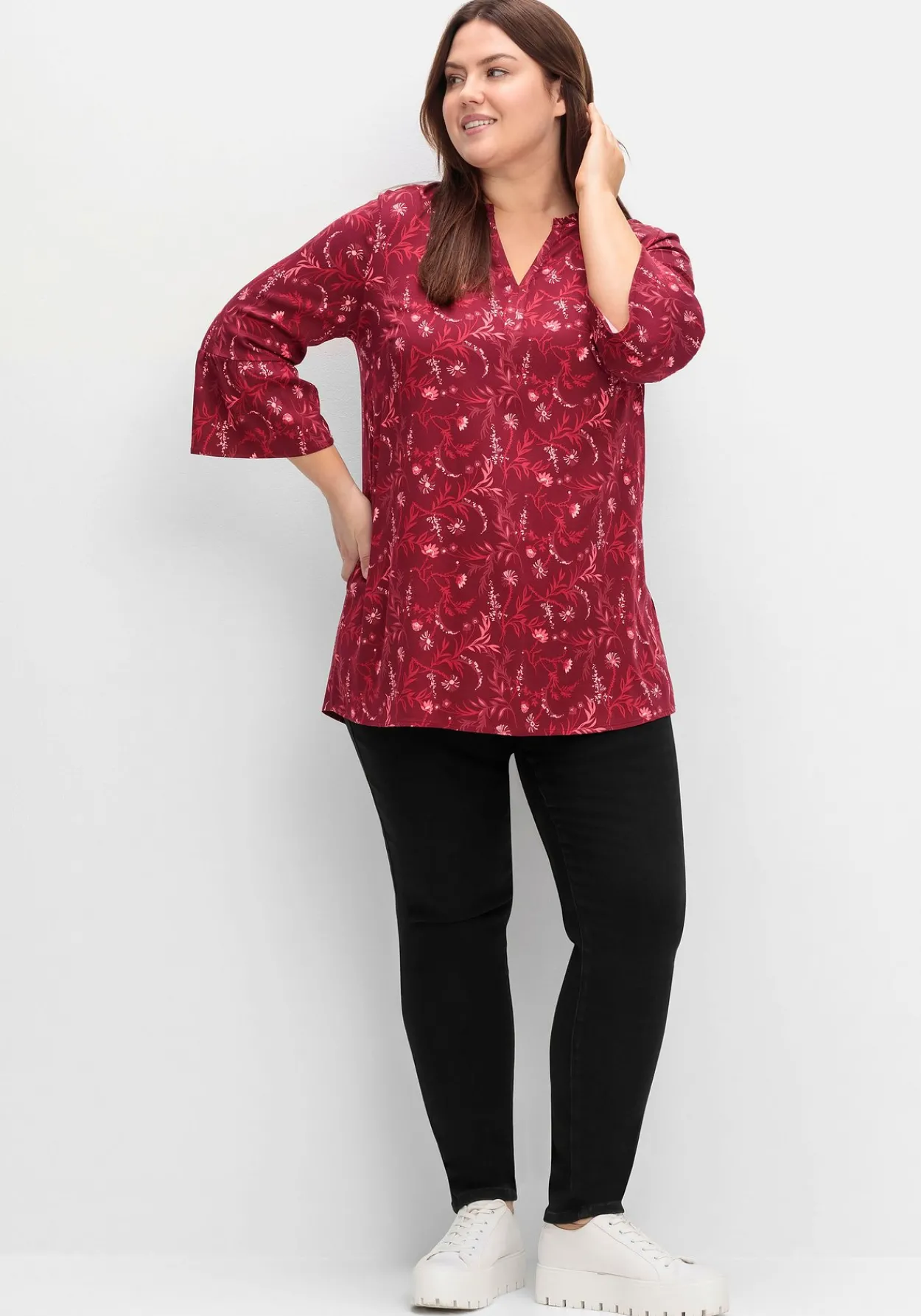 Longtunika mit Volants an den 3/4-Ärmeln<sheego Fashion