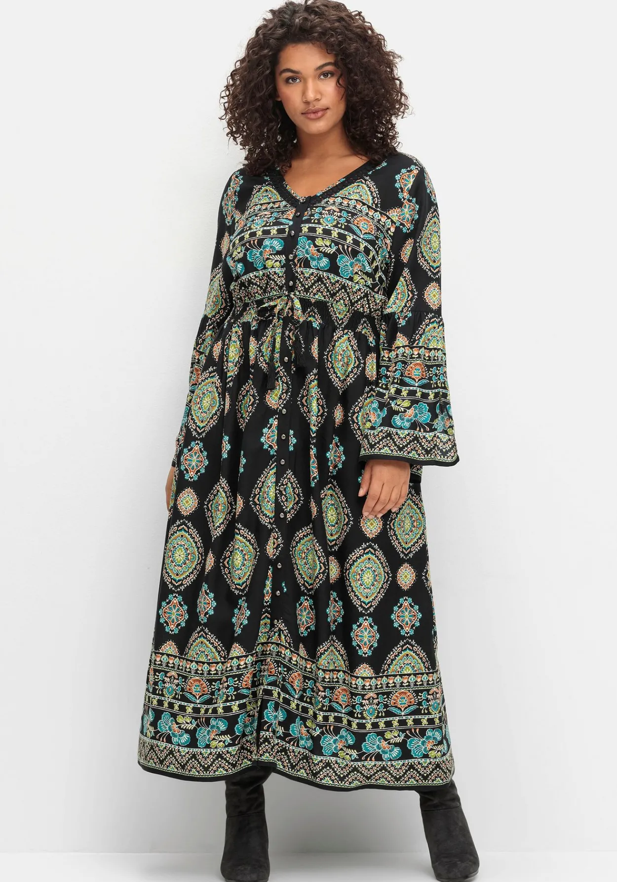 Maxikleid im Boho-Stil, mit Trompetenärmeln<sheego by Joe Browns Sale