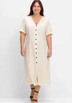Maxikleid im Leinen-Mix, mit Knopfleiste<sheego Sale