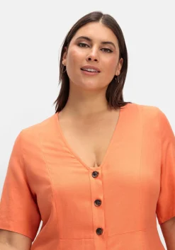 Maxikleid im Leinen-Mix, mit Knopfleiste<sheego Sale
