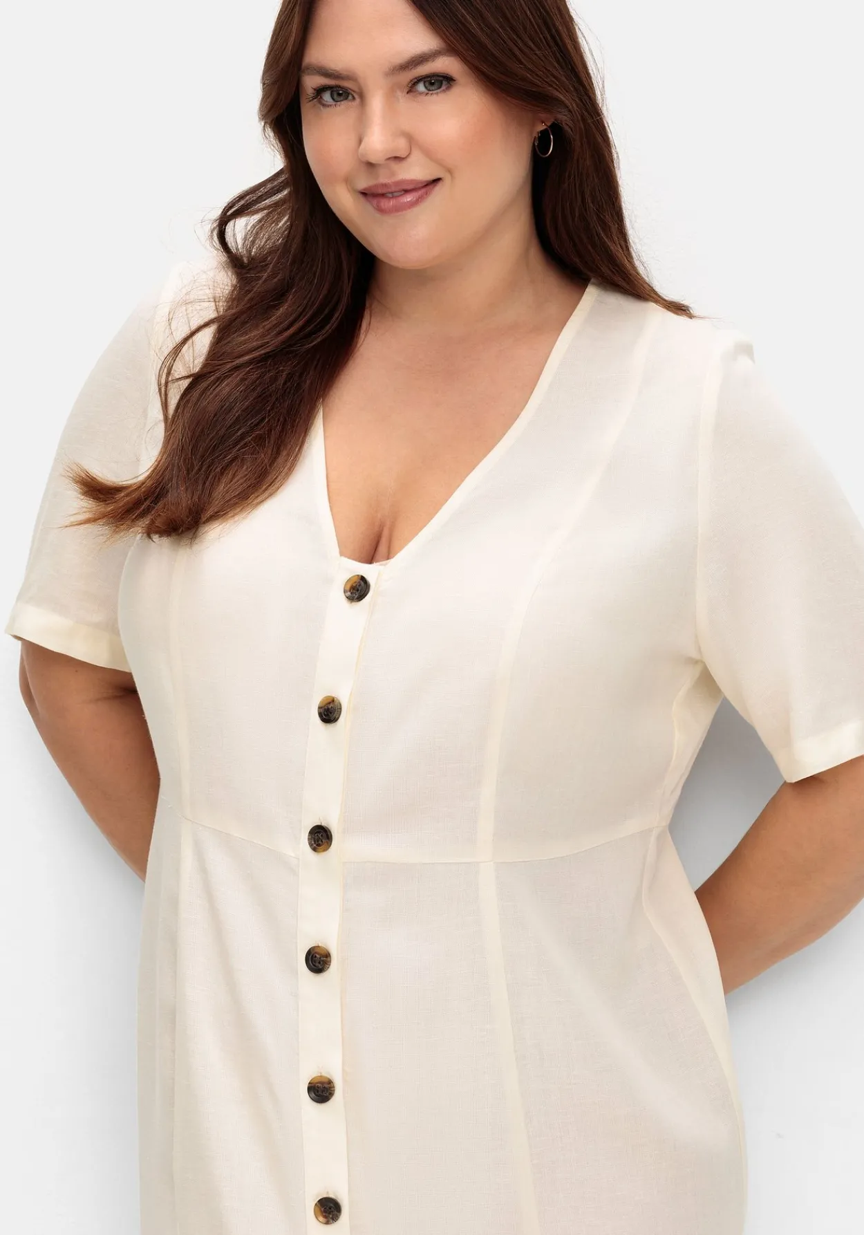 Maxikleid im Leinen-Mix, mit Knopfleiste<sheego Sale