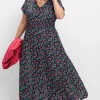 Maxikleid mit Alloverdruck und gesmokter Taille<sheego Online