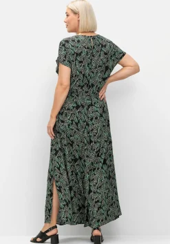 Maxikleid mit Alloverdruck und gesmokter Taille<sheego Clearance