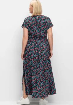 Maxikleid mit Alloverdruck und gesmokter Taille<sheego Online