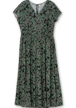 Maxikleid mit Alloverdruck und gesmokter Taille<sheego Clearance