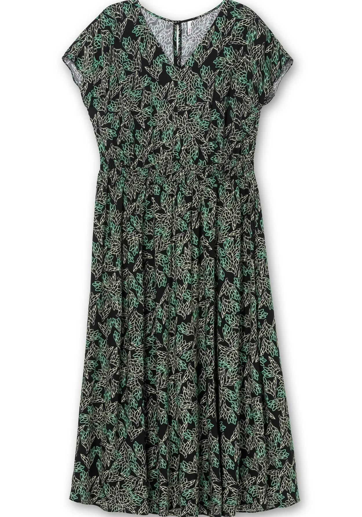 Maxikleid mit Alloverdruck und gesmokter Taille<sheego Clearance