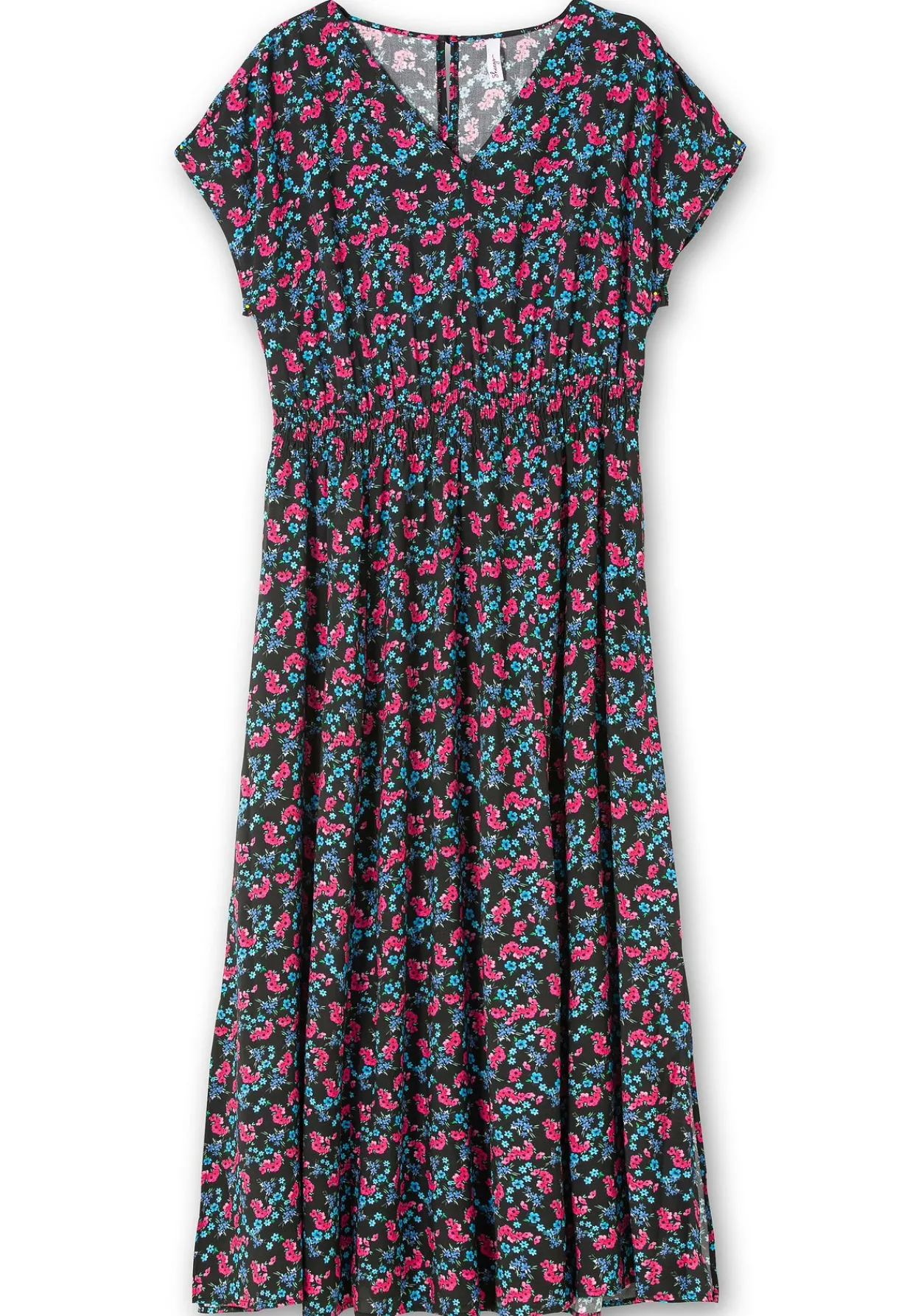 Maxikleid mit Alloverdruck und gesmokter Taille<sheego Online