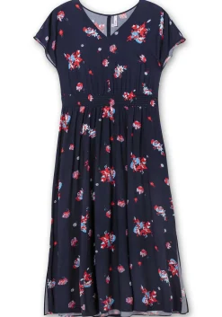 Maxikleid mit Alloverdruck und gesmokter Taille<sheego Hot