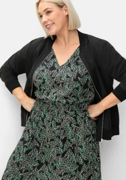 Maxikleid mit Alloverdruck und gesmokter Taille<sheego Clearance