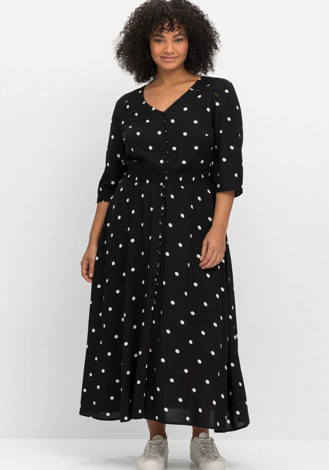 Maxikleid mit Alloverprint und gesmokter Taille<sheego by Joe Browns Online