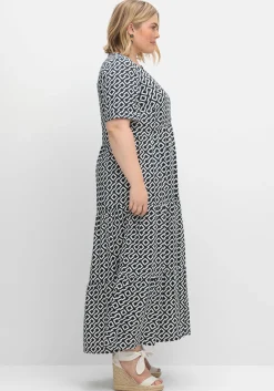 Maxikleid mit Alloverprint und Stufenvolants<sheego Fashion
