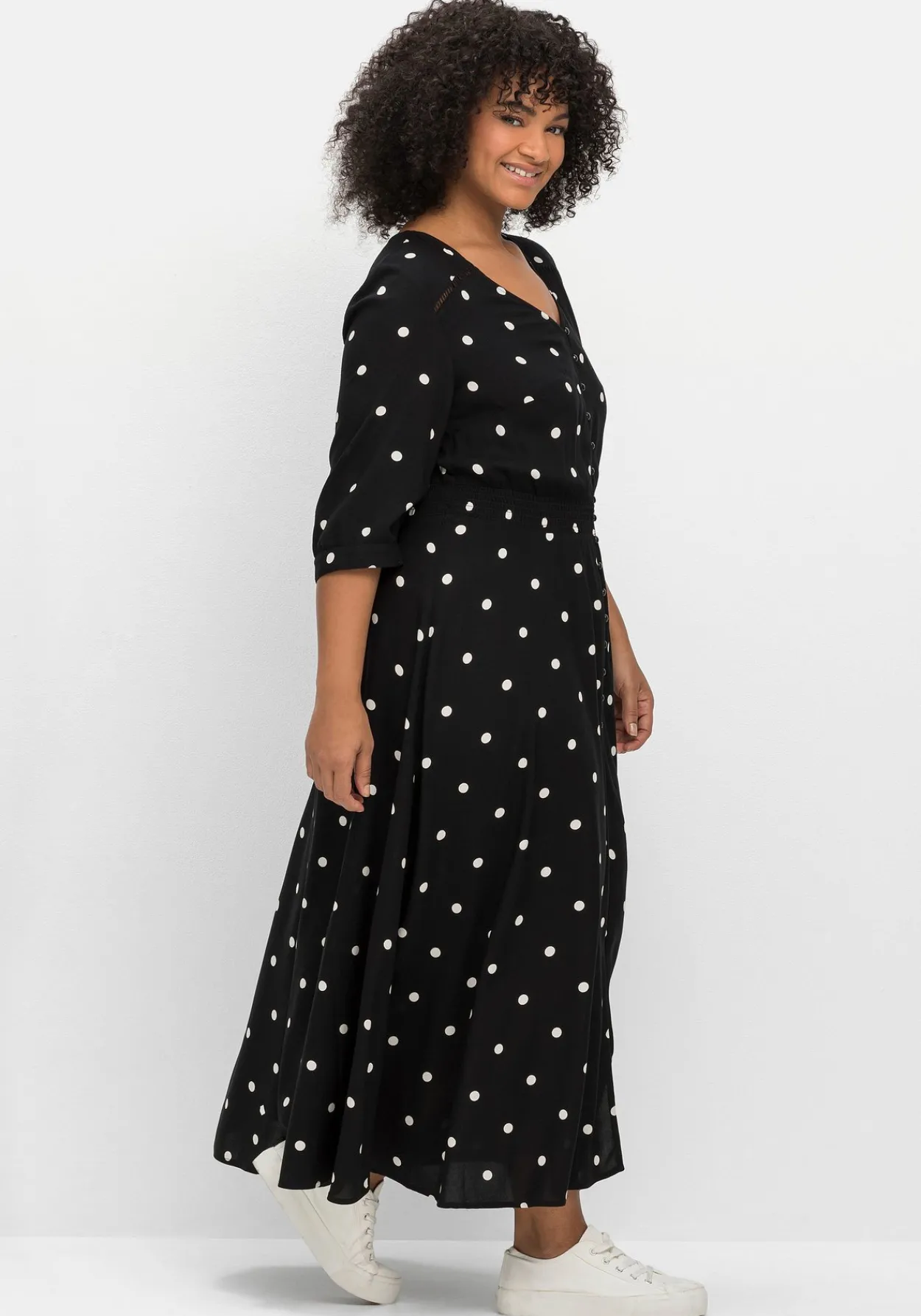 Maxikleid mit Alloverprint und gesmokter Taille<sheego by Joe Browns Online