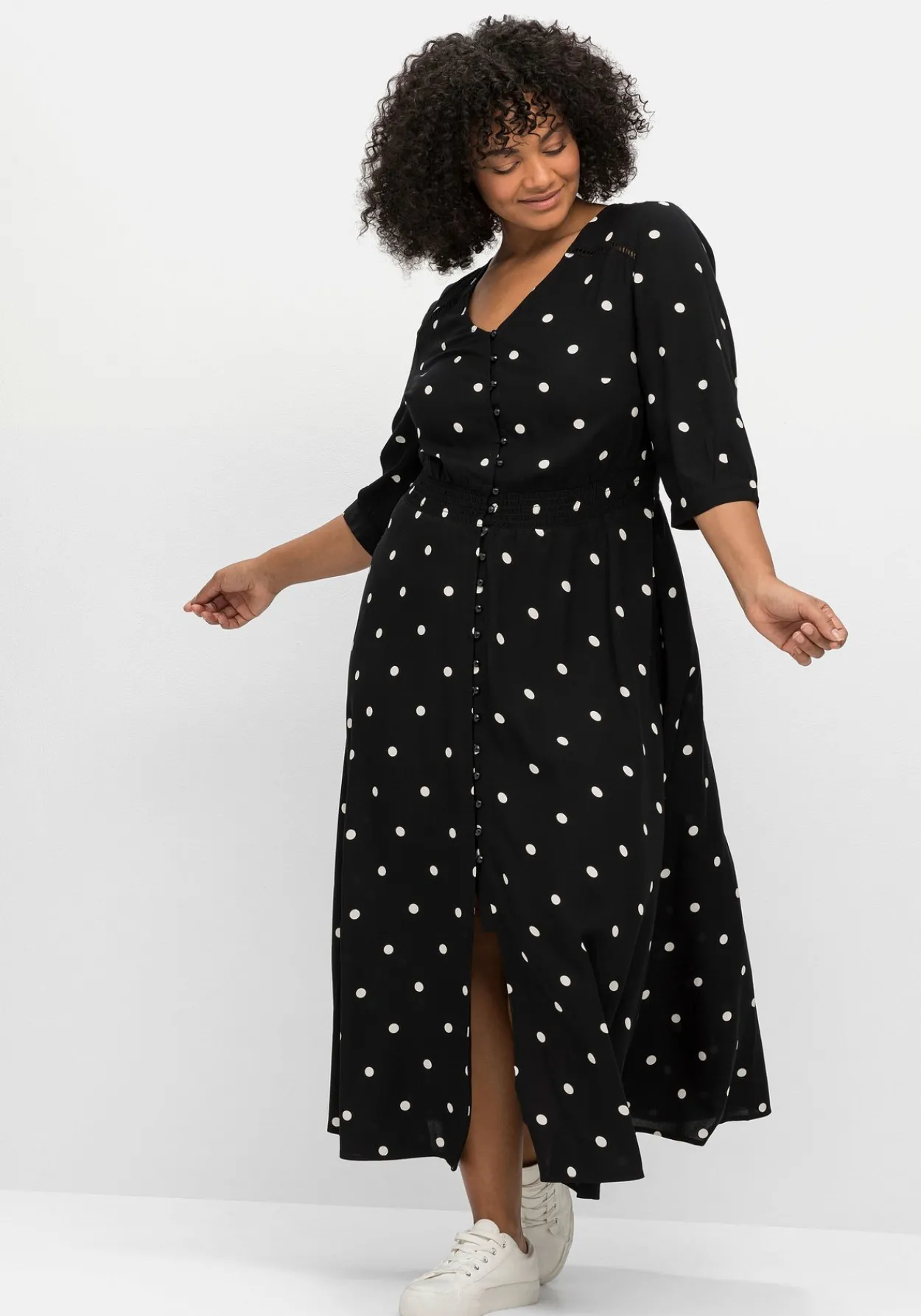 Maxikleid mit Alloverprint und gesmokter Taille<sheego by Joe Browns Online