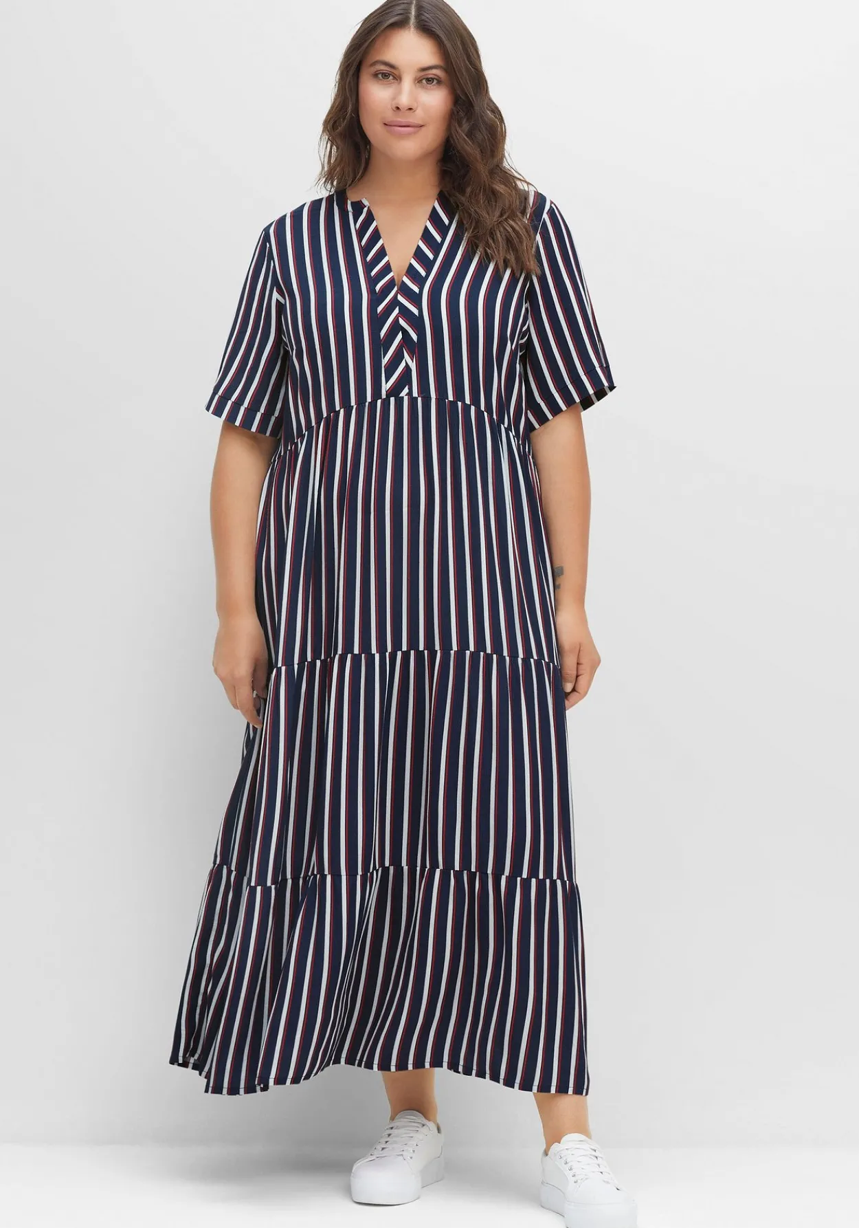 Maxikleid mit Alloverstreifen, weich fließend<sheego Clearance
