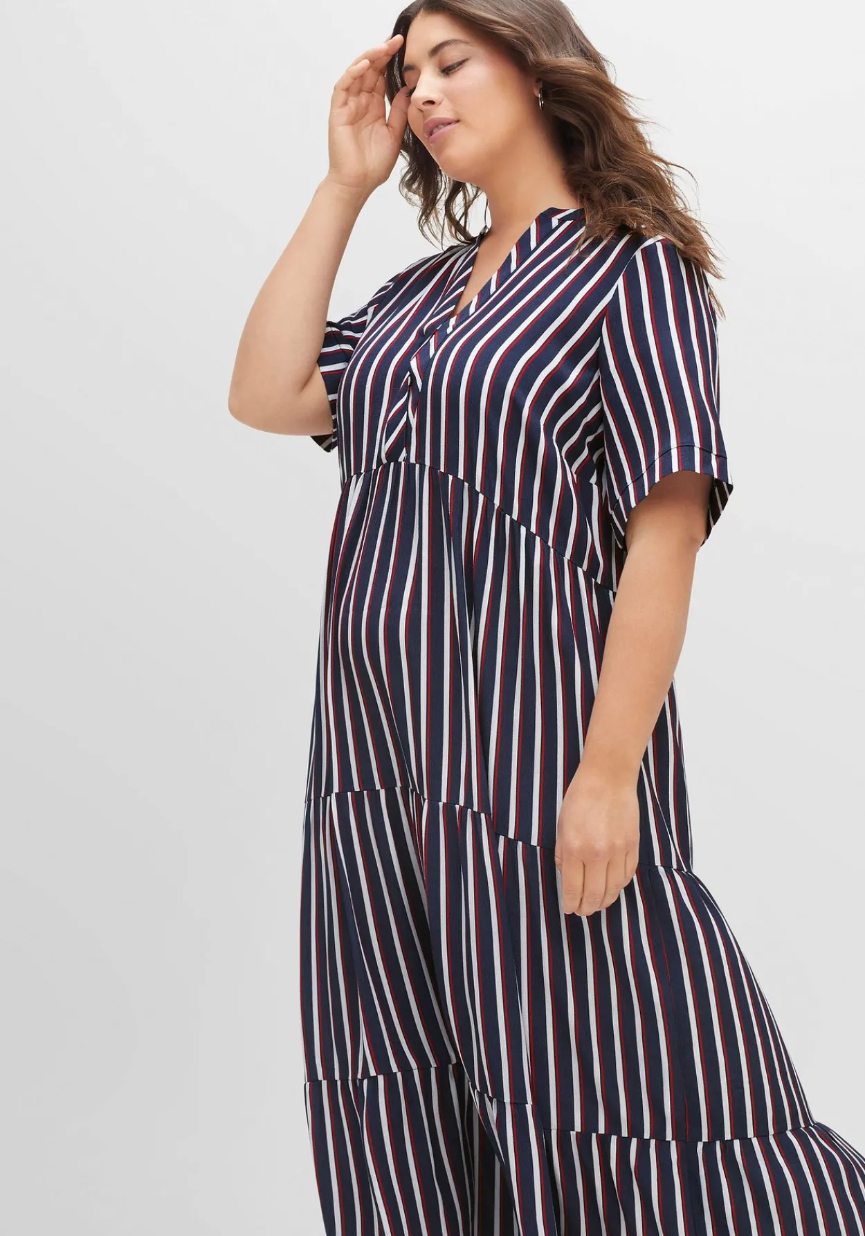 Maxikleid mit Alloverstreifen, weich fließend<sheego Clearance